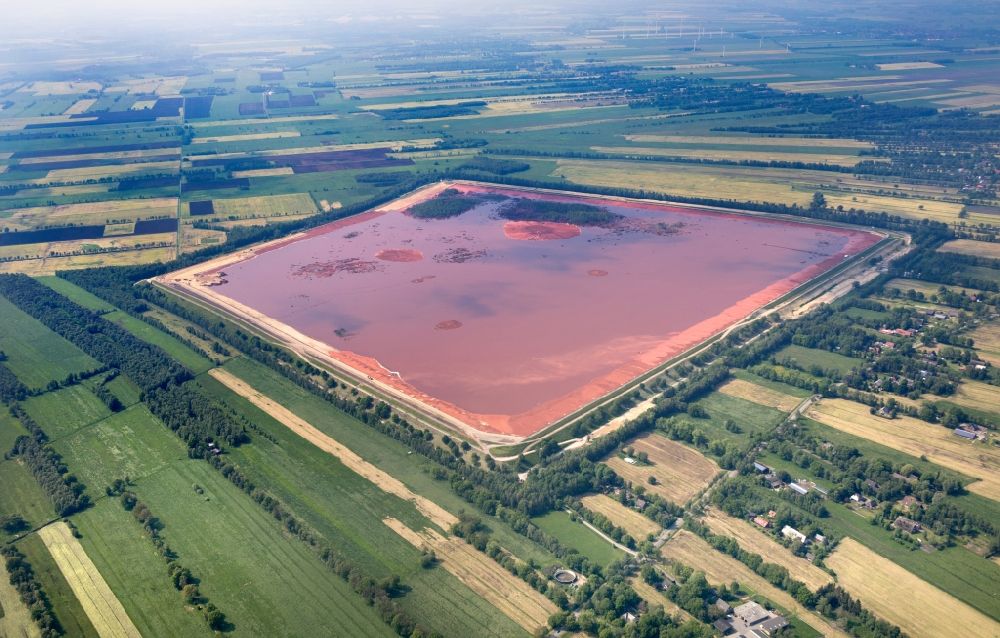Aerial image Stade - Site of the red mud disposal site in Stade in the state Lower Saxony, Germany. The red mud is a waste product resulting from the extraction of alumina