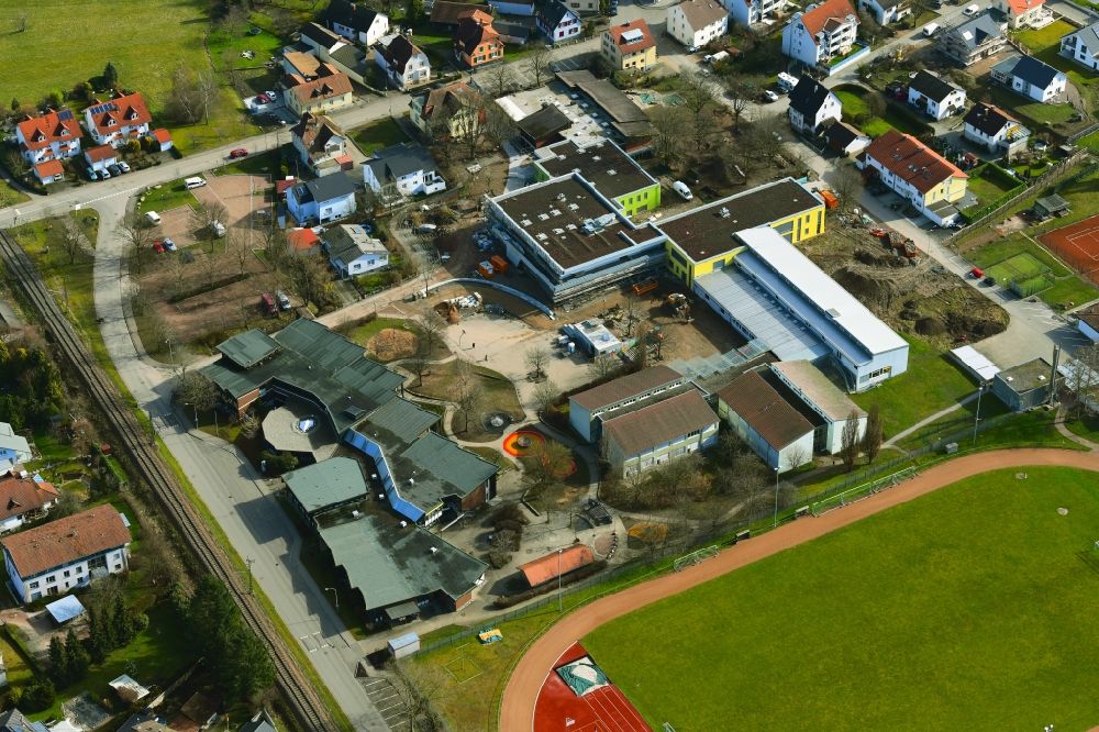 Aerial image Maulburg - Building and grounds of the school center with Wiesentalschule GMS and Helen-Keller-Schule on Schulstrasse in Maulburg in the state Baden-Wurttemberg, Germany