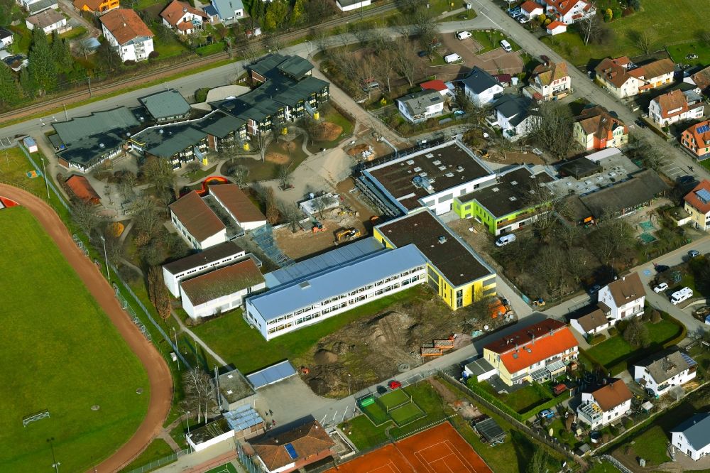 Aerial photograph Maulburg - Building and grounds of the school center with Wiesentalschule GMS and Helen-Keller-Schule on Schulstrasse in Maulburg in the state Baden-Wurttemberg, Germany