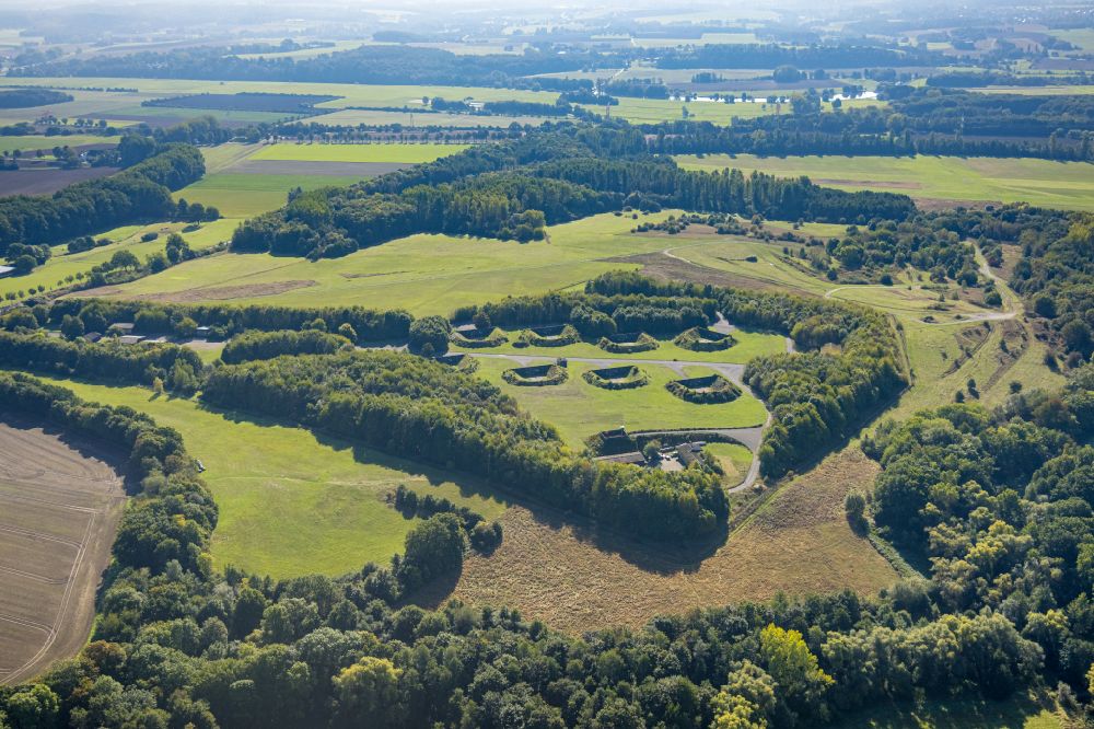 Aerial image Holzwickede - Areal of military training ground on Kanonenweg in the district Opherdicke in Holzwickede in the state North Rhine-Westphalia, Germany