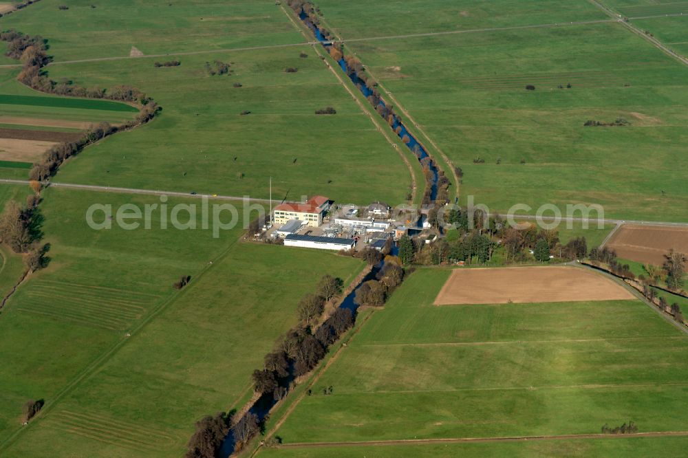 Aerial image Rheinhausen - Site of the substation for voltage conversion and electrical power supply Regionalzentrum Rheinhausen in Rheinhausen in the state Baden-Wuerttemberg, Germany