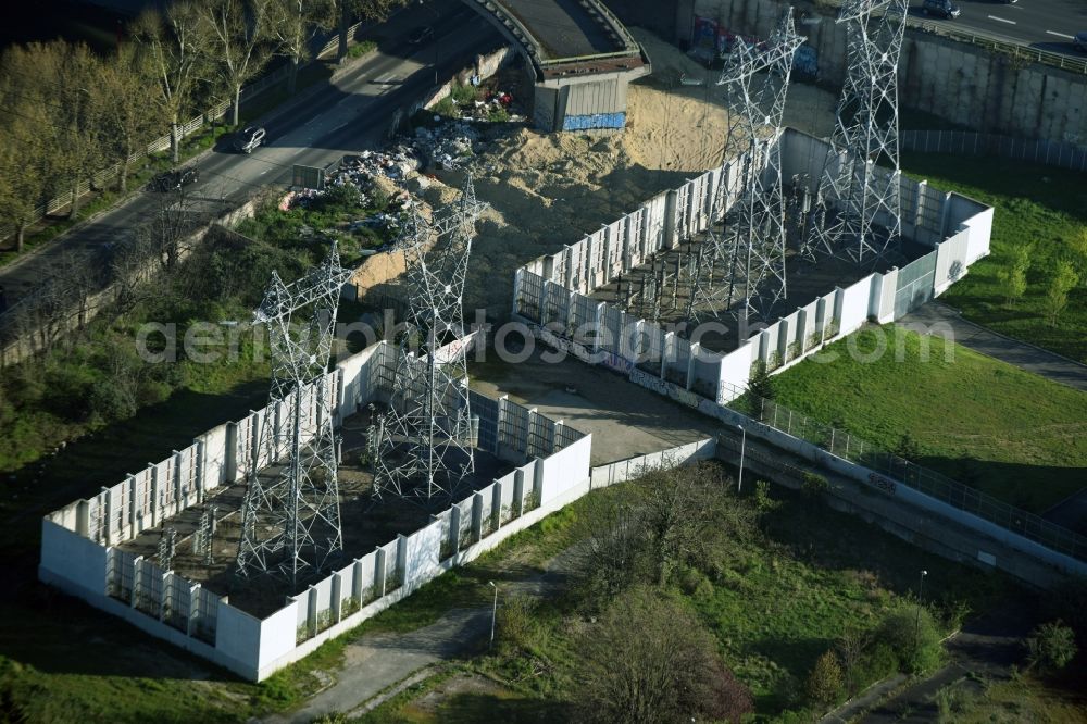 Saint-Denis from above - Site of the substation for voltage conversion and electrical power supply in Saint-Denis in Ile-de-France, France