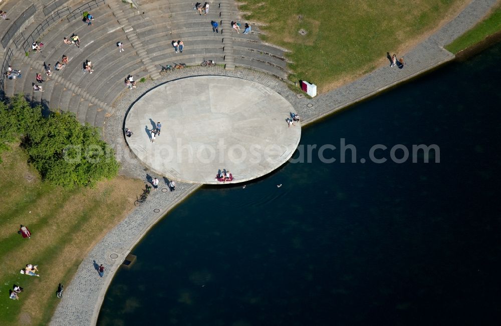 Aerial image München - Area of a??a??the event venue Theatron at the Olympic Lake in the Olympia Park in the district Milbertshofen-Am Hart in Munich in the state Bavaria, Germany