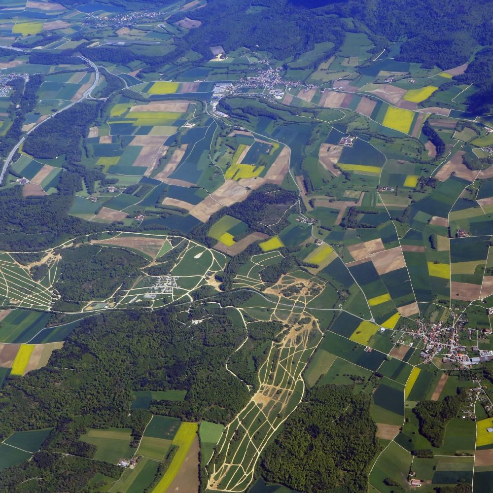 Aerial image Bure - Area of military training ground Bure Close to Fahry in Bure in the canton Jura, Switzerland
