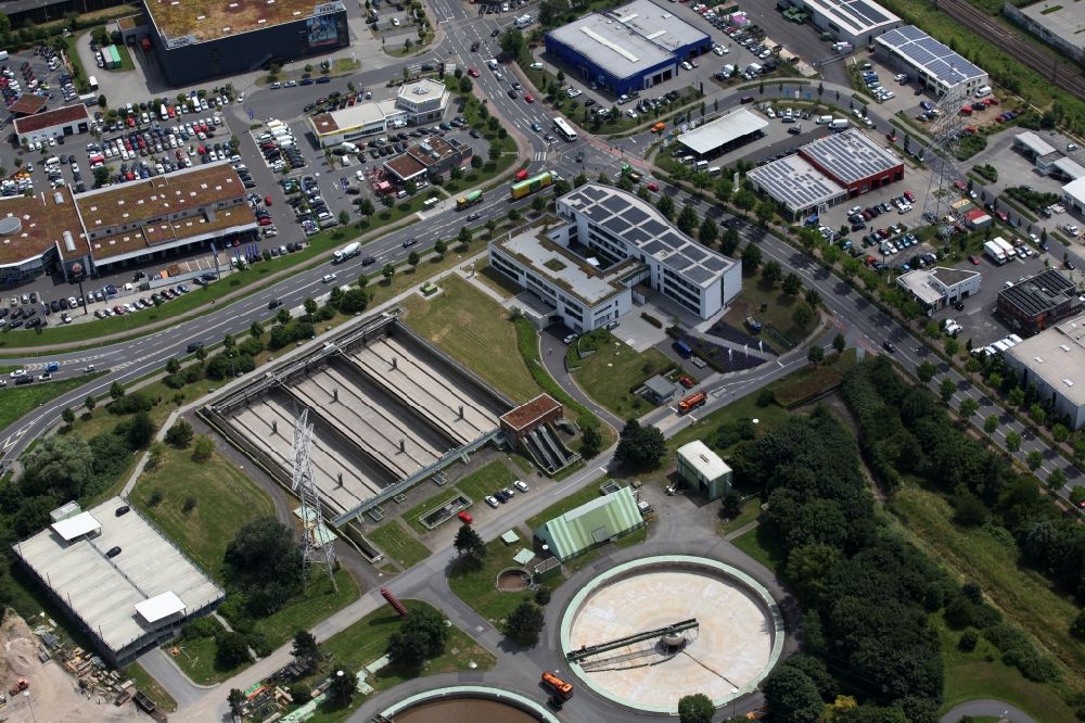 Mainz from above - View of the economy operating companies in Mainz in Rhineland-Palatinate, Mainz, operator of the sewer system and of the treatment plants