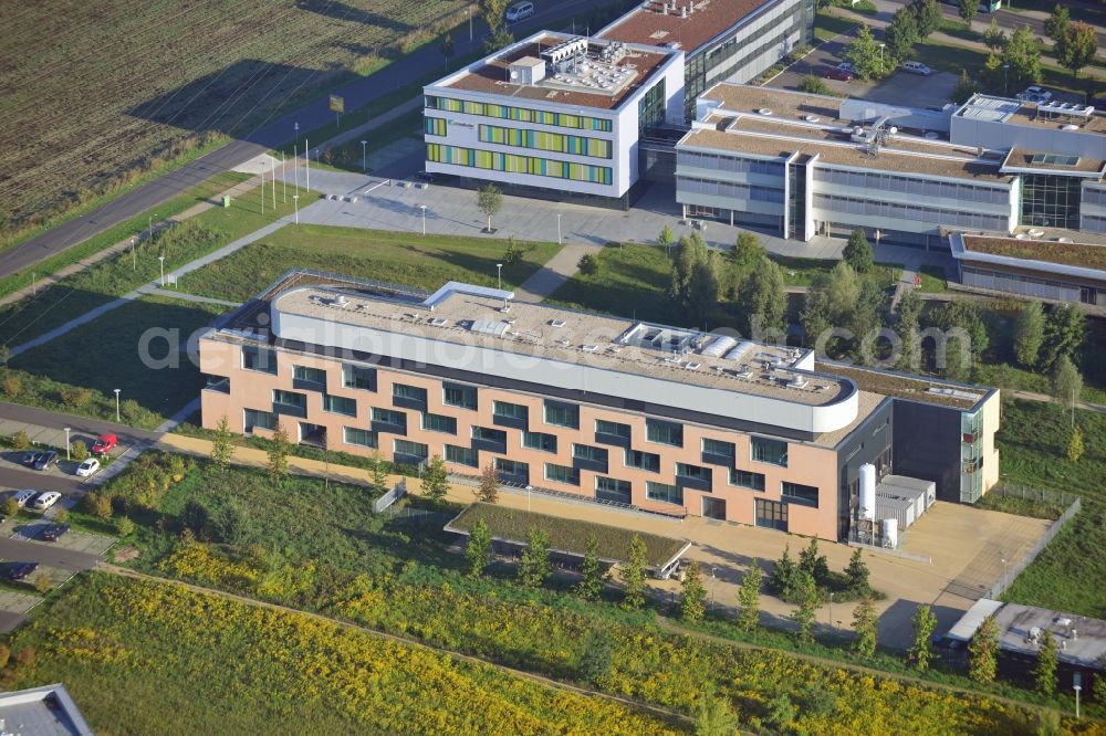 Aerial photograph Potsdam - View at the grounds of the Science Park Golm in the district Golm in Potsdam in the federal state of Brandenburg. On display are the residence of the student werk Potsdam and the Fraunhofer Institute for Biomedical Engineering IBMT