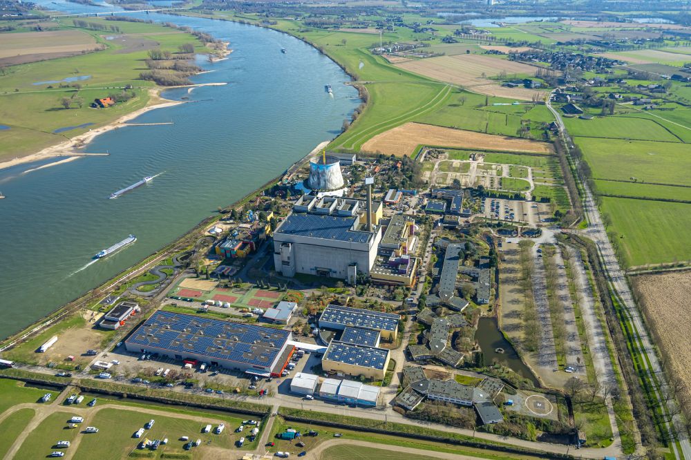 Kalkar from the bird's eye view: Site of Wunderland Kalkar on the former nuclear power plant - NPP - site Kalkar in North Rhine-Westphalia