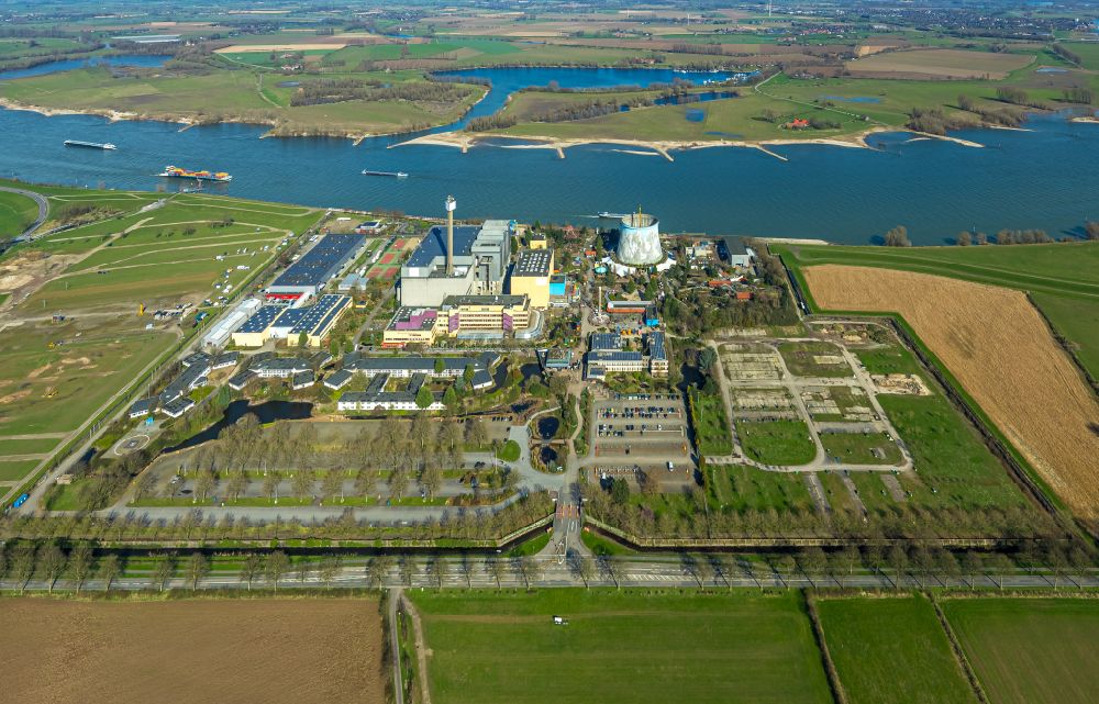 Kalkar from above - Site of Wunderland Kalkar on the former nuclear power plant - NPP - site Kalkar in North Rhine-Westphalia