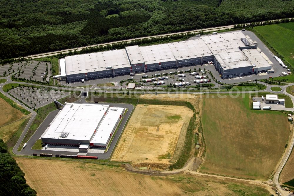 Möckmühl from the bird's eye view: Building complex and grounds of the logistics center Kaufland Logistik Moeckmuehl in Moeckmuehl in the state Baden-Wuerttemberg, Germany