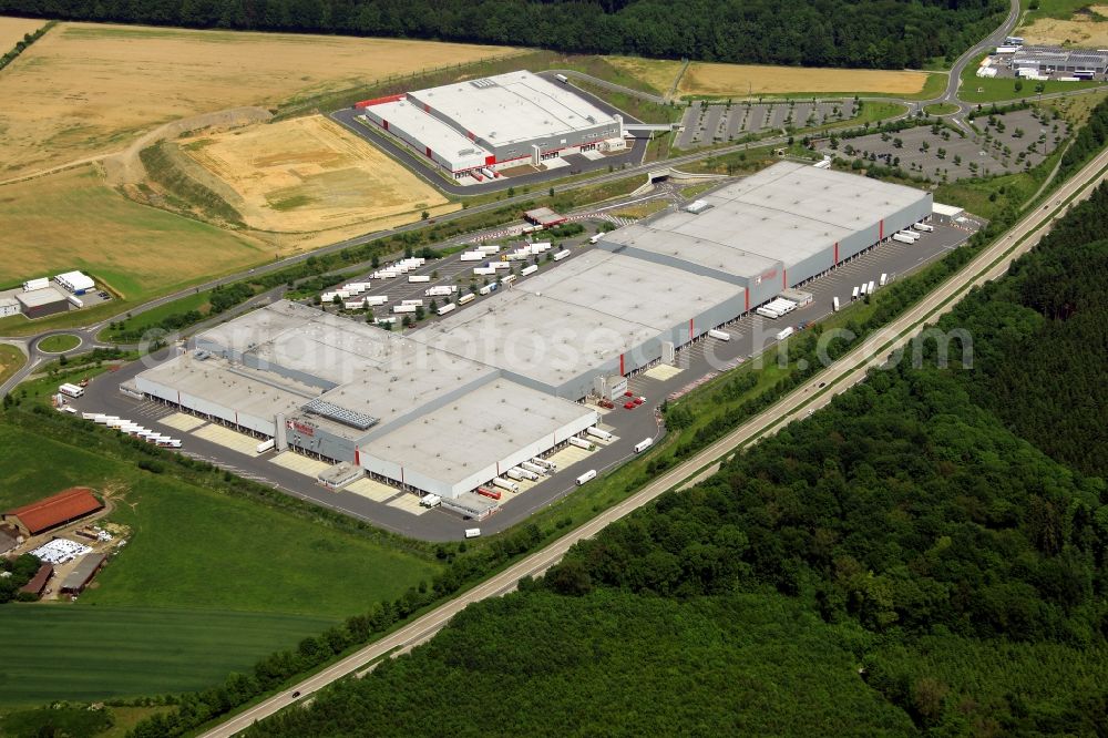 Aerial image Möckmühl - Building complex and grounds of the logistics center Kaufland Logistik Moeckmuehl in Moeckmuehl in the state Baden-Wuerttemberg, Germany