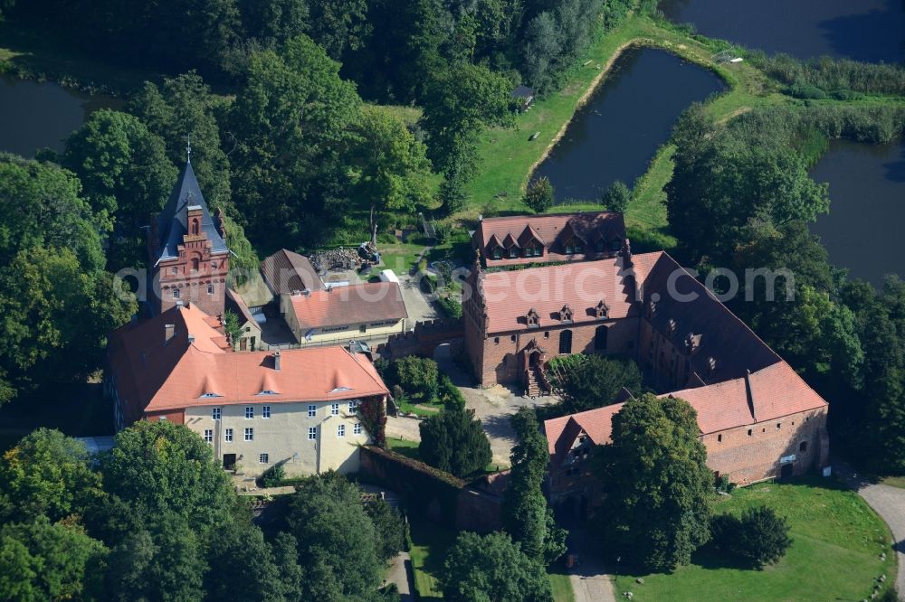 Plattenburg from the bird's eye view: Plate castle - a moated castle in the office free community plate castle district Prignitz in the northwest of Brandenburg