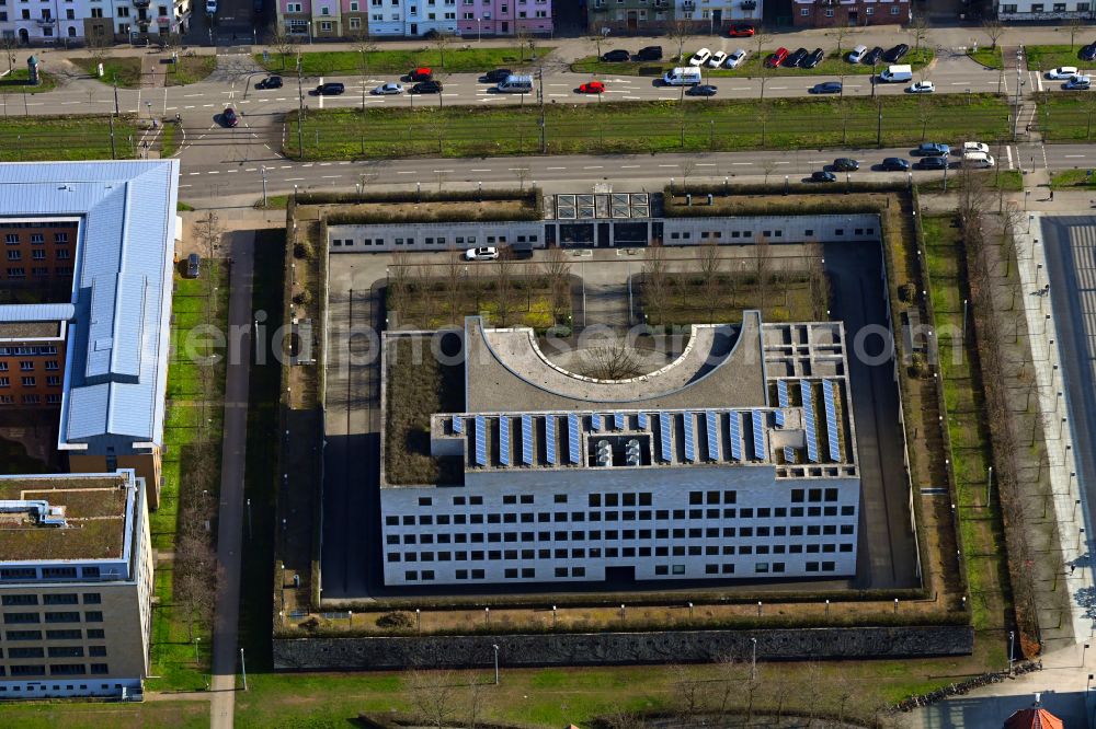 Aerial image Karlsruhe - Administrative building of the State Authority Generalbundesanwalt beim Bundesgerichtshof in the district Suedweststadt in Karlsruhe in the state Baden-Wurttemberg, Germany