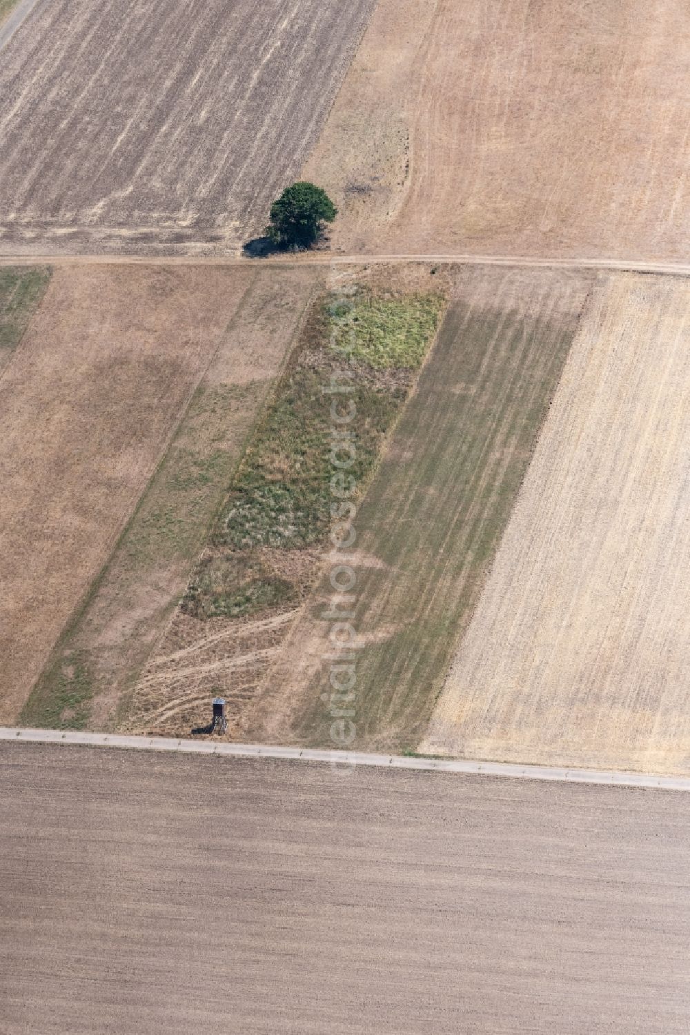 Aerial image Buseck - Plowed field in Buseck in the state Hesse, Germany