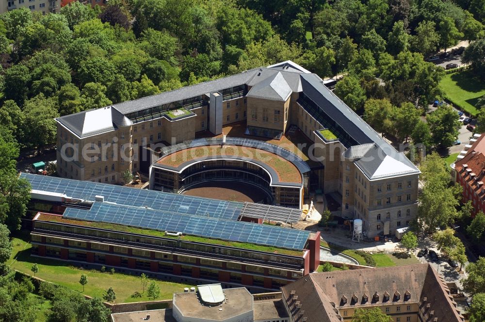 Würzburg from above - Court- Building complex of the Amtsgericht Wuerzburg on Ottostrasse in the district Altstadt in Wuerzburg in the state Bavaria, Germany