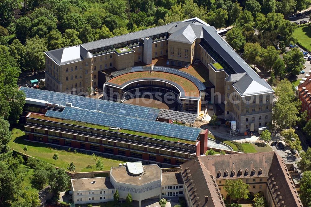 Würzburg from the bird's eye view: Court- Building complex of the Amtsgericht Wuerzburg on Ottostrasse in the district Altstadt in Wuerzburg in the state Bavaria, Germany