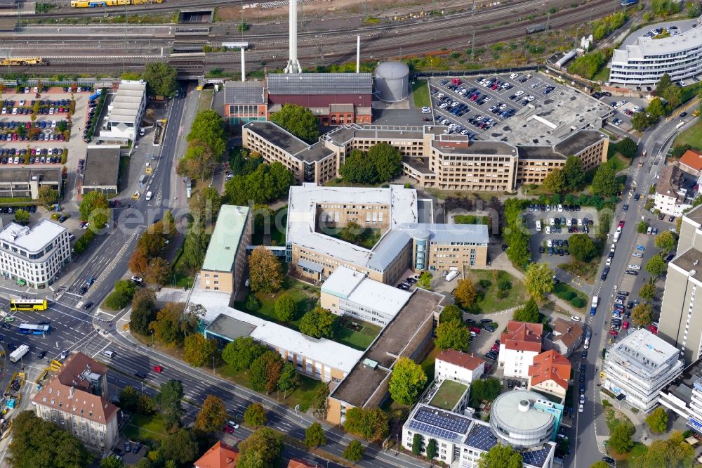 Göttingen from above - Court- Building complex of the Amtsgerichtes in Goettingen in the state Lower Saxony, Germany