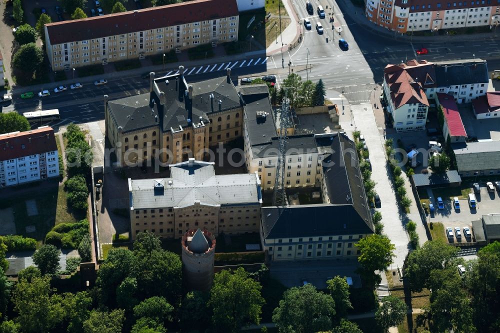 Aerial photograph Prenzlau - Court- Building complex of the Amtsgerichtes and of Polizeirevier on Baustrasse in Prenzlau in the state Brandenburg, Germany