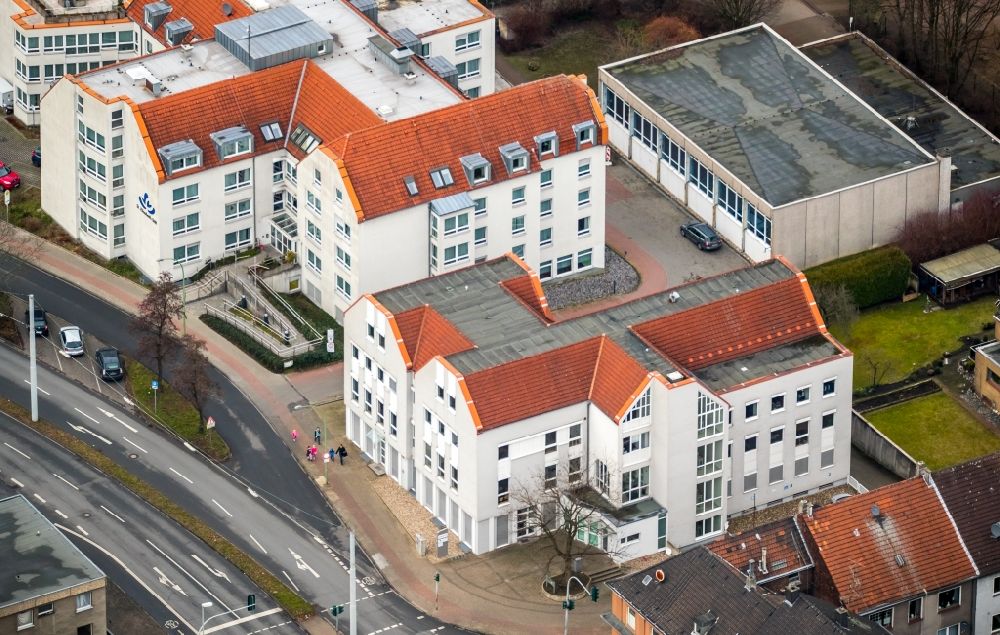 Herne from above - Court- Building complex of the labor court of Herne on Schillerstrasse in Herne in the state North Rhine-Westphalia, Germany