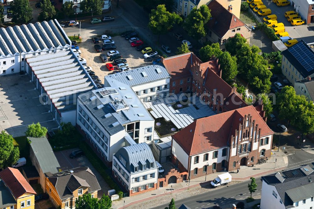 Bernau from above - Court- Building complex of on street Breitscheidstrasse in Bernau in the state Brandenburg, Germany