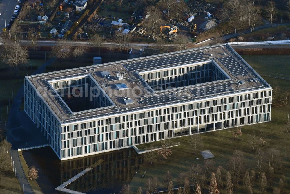 Erfurt from above - Court- Building complex of the Bundesarbeitsgericht on Hugo-Preuss-Platz in Erfurt in the state Thuringia, Germany