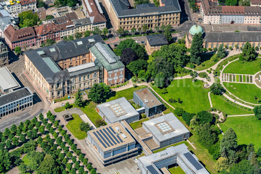 Karlsruhe from the bird's eye view: Court- Building complex of the Bundesverfassungsgericht on Schlossbezirk in Karlsruhe in the state Baden-Wurttemberg, Germany