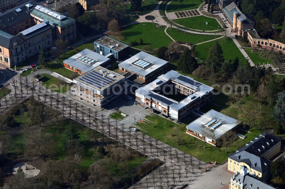 Karlsruhe from the bird's eye view: Court- Building complex of the Bundesverfassungsgericht on Schlossbezirk in Karlsruhe in the state Baden-Wurttemberg, Germany