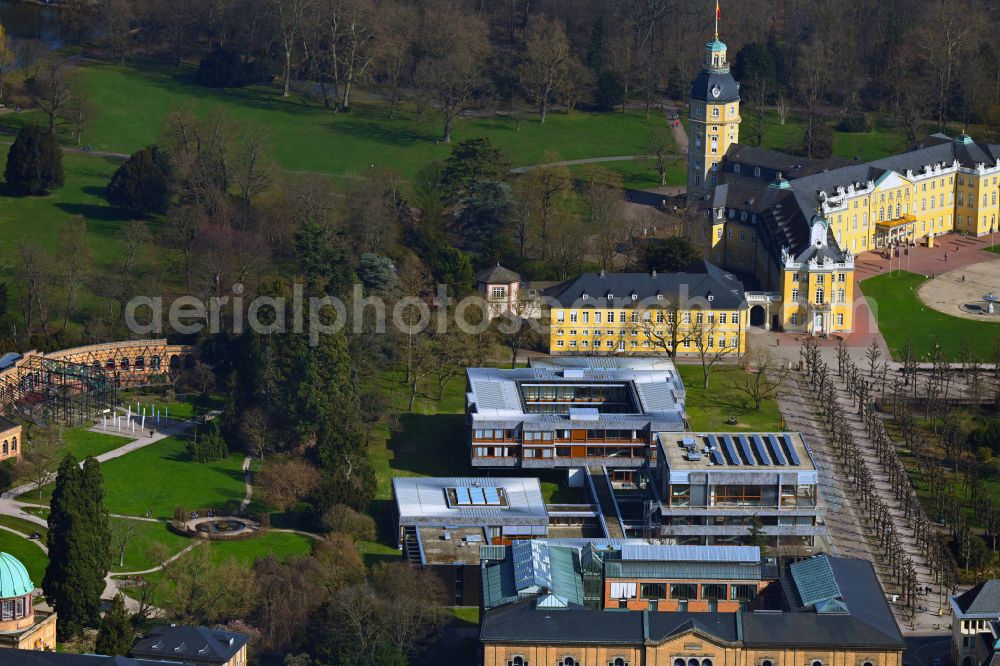 Aerial image Karlsruhe - Court- Building complex of the Bundesverfassungsgericht on Schlossbezirk in Karlsruhe in the state Baden-Wurttemberg, Germany