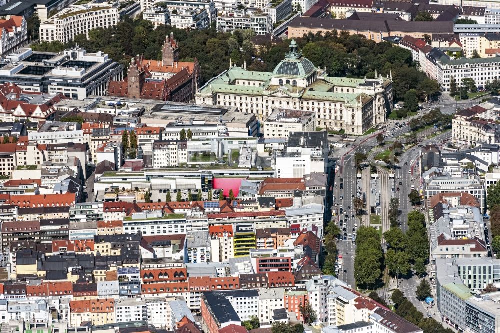 Aerial photograph München - Court- Building complex of the Landgericht and Oberlandesgericht in Munich in the state Bavaria, Germany