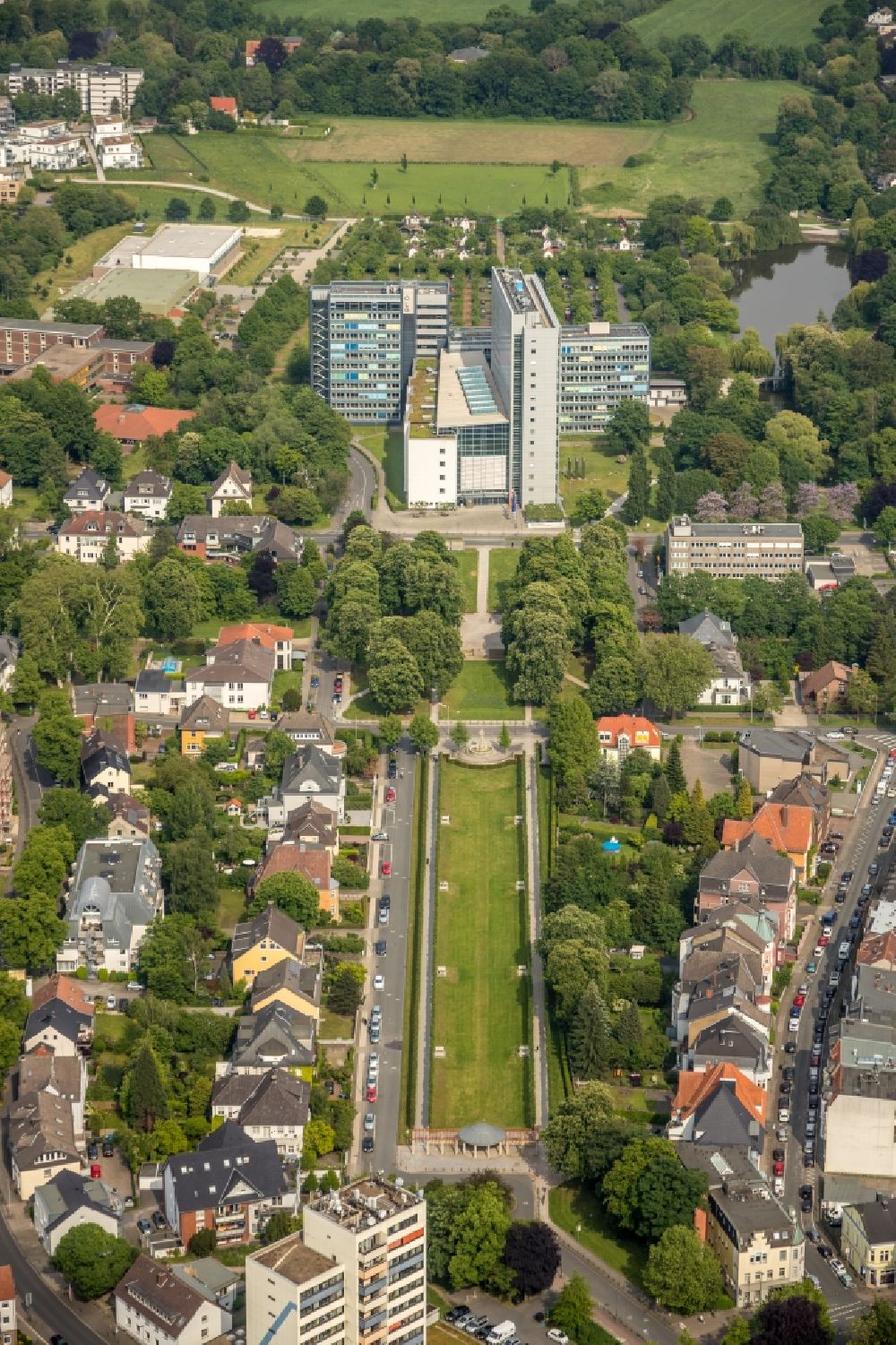 Aerial image Hamm - Court- Building complex of the Oberlandesgericht Honm on Ostringpark in Hamm in the state North Rhine-Westphalia, Germany