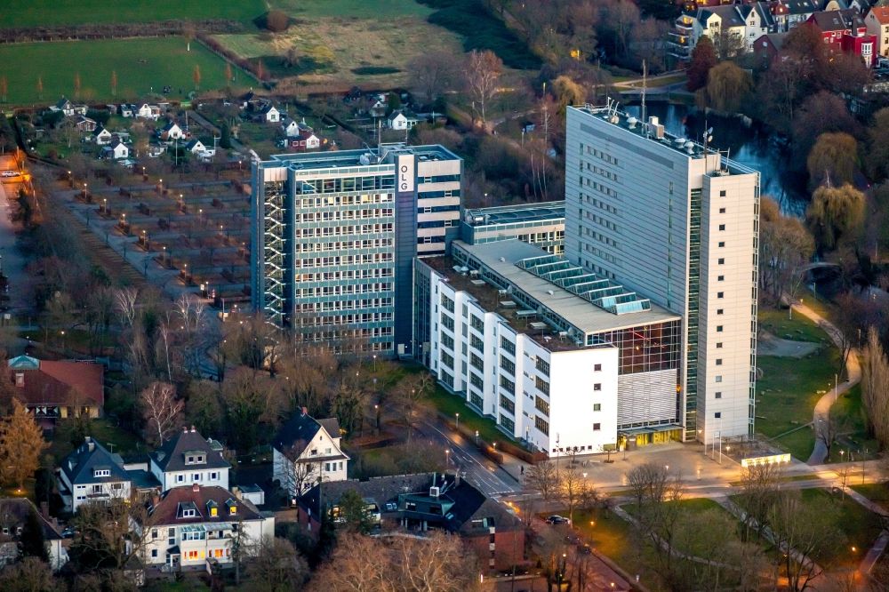 Hamm from the bird's eye view: Court- Building complex of the Oberlandesgericht Honm on Ostringpark in Hamm in the state North Rhine-Westphalia, Germany