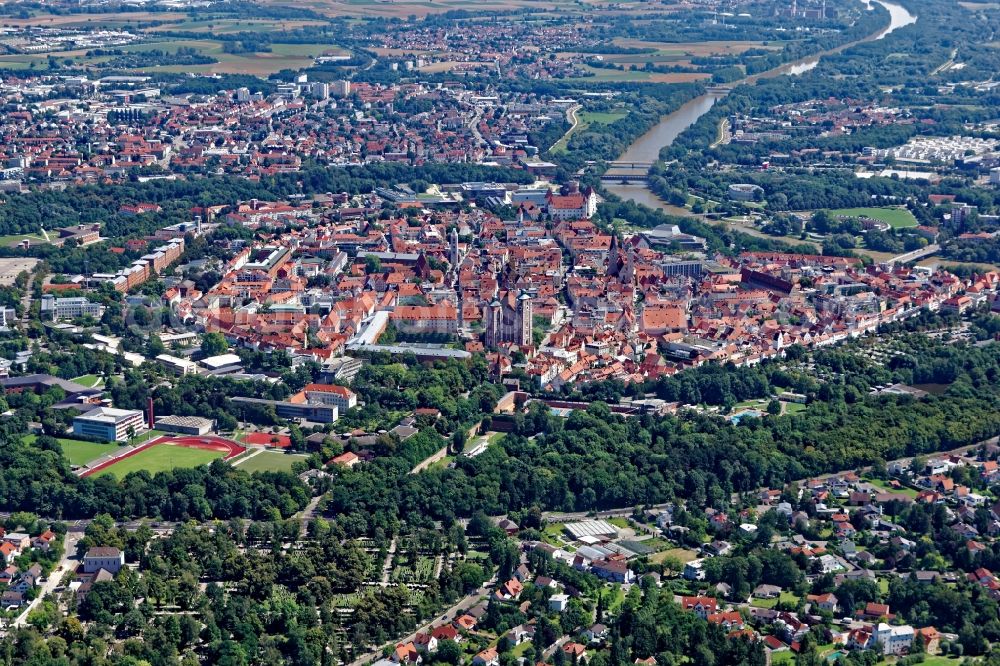 Aerial image Ingolstadt - Overview of the inner city area of Ingolstadt in the state of Bavaria. The urban area is enclosed by the largely preserved city wall