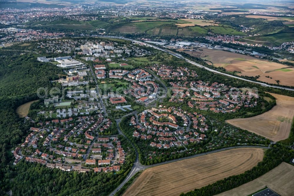 Würzburg from above - City area with outside districts and inner city area in the district Heuchelhof in Wuerzburg in the state Bavaria, Germany