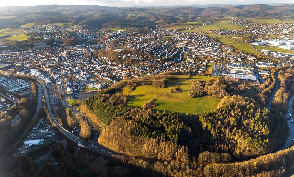 Aerial image Attendorn - City area with outside districts and inner city area in Attendorn in the state North Rhine-Westphalia, Germany