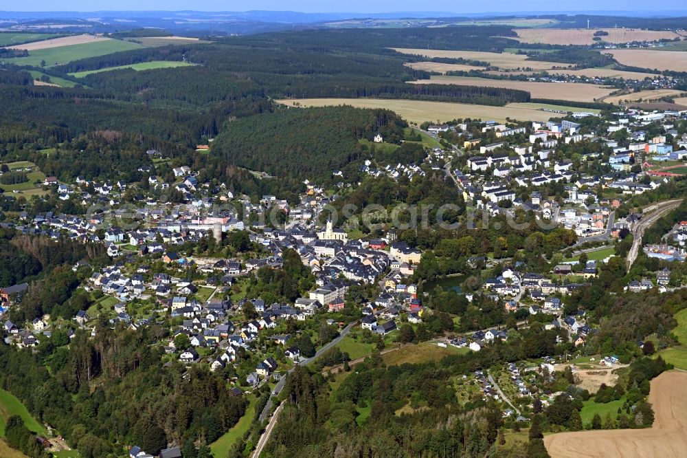 Aerial photograph Bad Lobenstein - City area with outside districts and inner city area in Bad Lobenstein in the state Thuringia, Germany