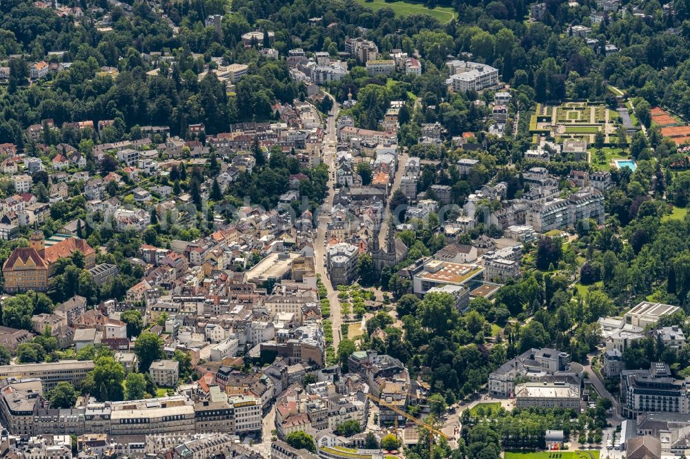 Baden-Baden from above - City area with outside districts and inner city area in Baden-Baden in the state Baden-Wuerttemberg, Germany