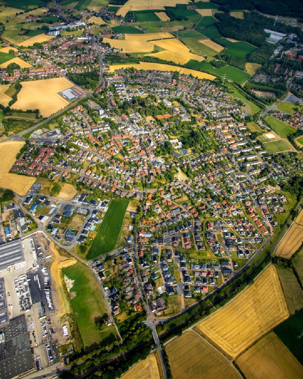 Aerial image Bork - City area with outside districts and inner city area in Bork in the state North Rhine-Westphalia, Germany