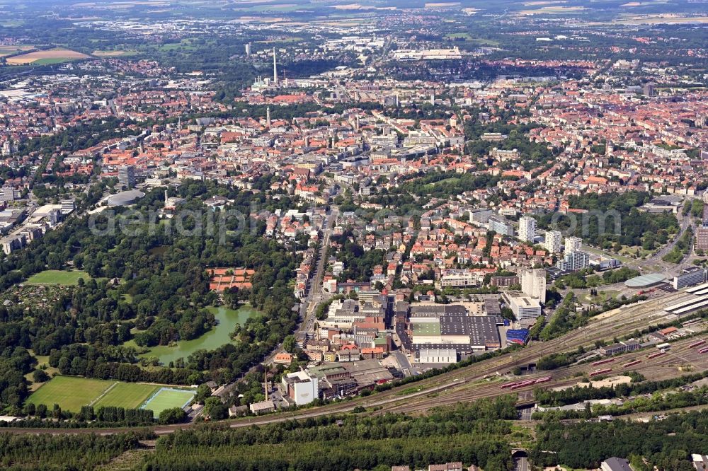 Braunschweig from above - City area with outside districts and inner city area in Brunswick in the state Lower Saxony, Germany