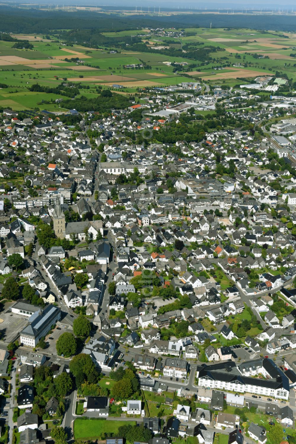 Aerial photograph Brilon - City area with outside districts and inner city area in Brilon in the state North Rhine-Westphalia, Germany