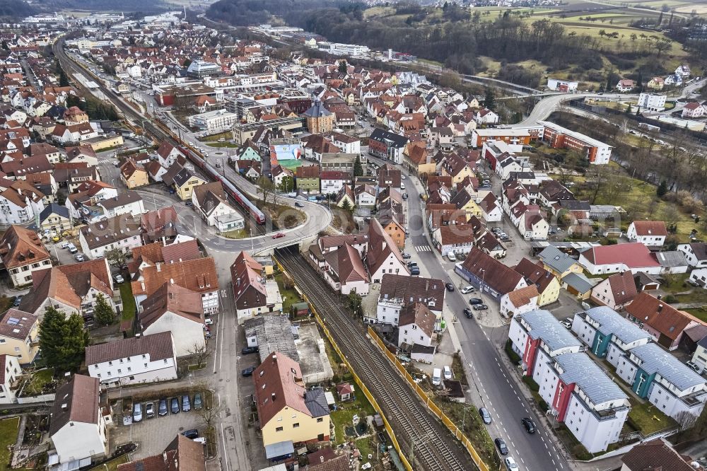 Aerial image Ebersbach an der Fils - City area with outside districts and inner city area in Ebersbach an der Fils in the state Baden-Wurttemberg, Germany