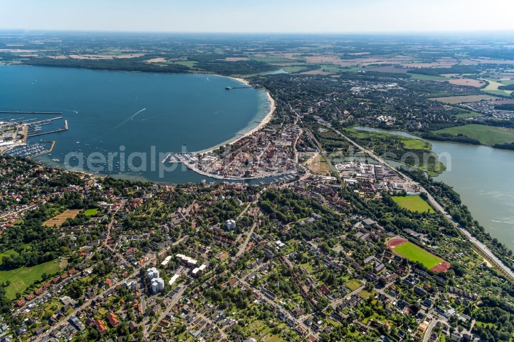 Aerial image Eckernförde - City area with outside districts and inner city area in Eckernfoerde in the state Schleswig-Holstein, Germany