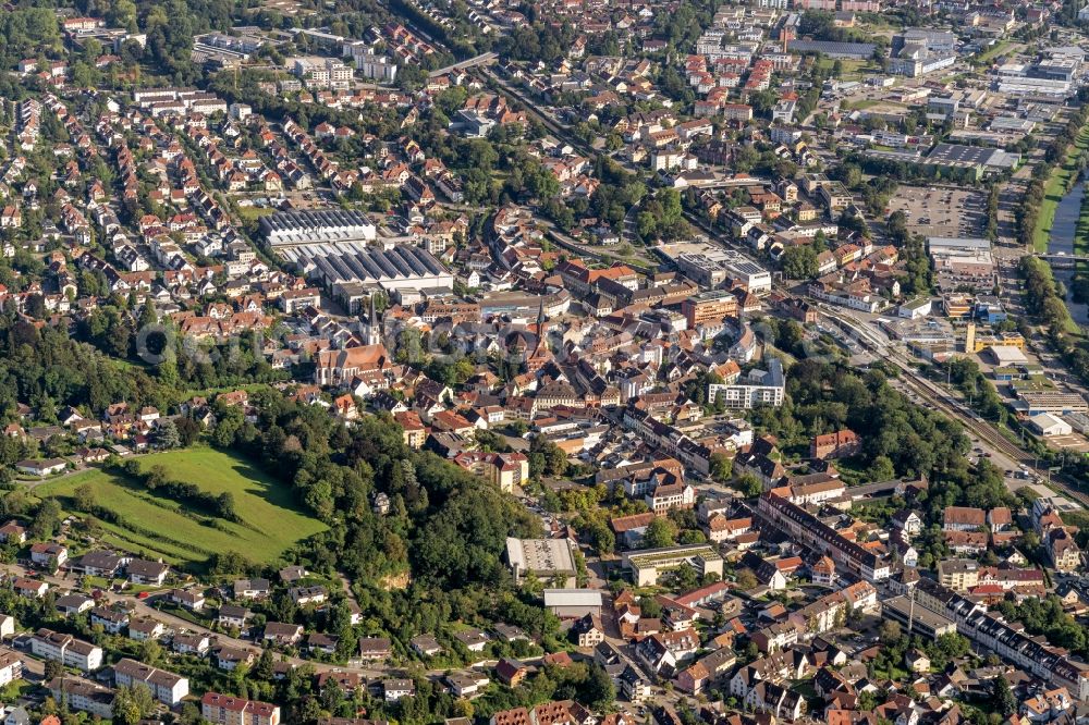 Aerial image Emmendingen - City area with outside districts and inner city area in Emmendingen in the state Baden-Wurttemberg, Germany