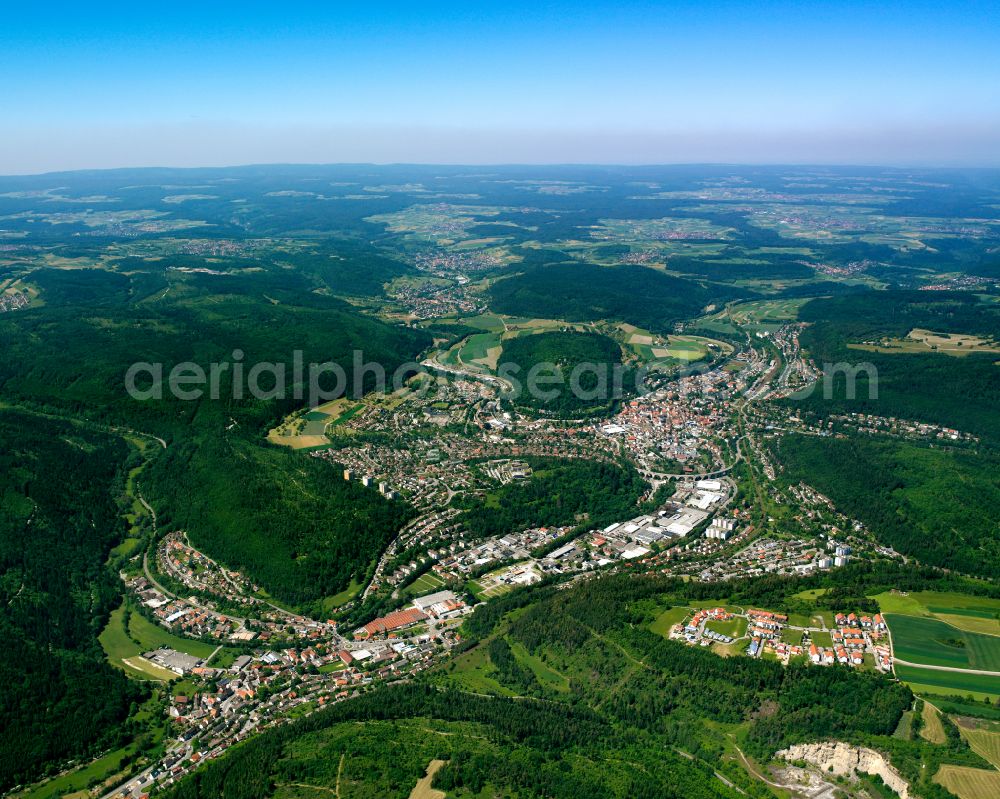 Emmingen from the bird's eye view: City area with outside districts and inner city area in Emmingen in the state Baden-Wuerttemberg, Germany
