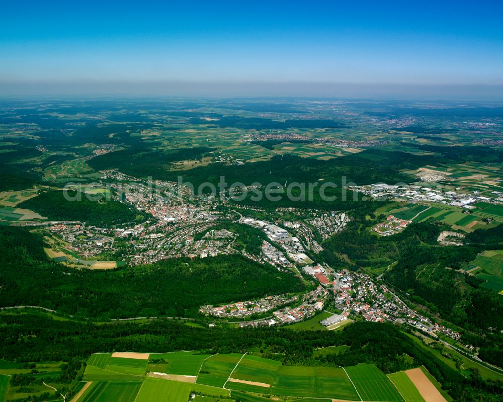 Aerial image Emmingen - City area with outside districts and inner city area in Emmingen in the state Baden-Wuerttemberg, Germany