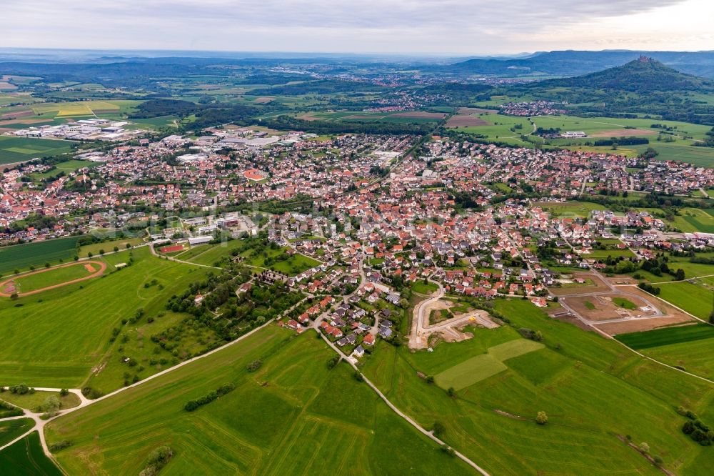 Bisingen from the bird's eye view: City area with outside districts and inner city area in Bisingen in the state Baden-Wurttemberg, Germany
