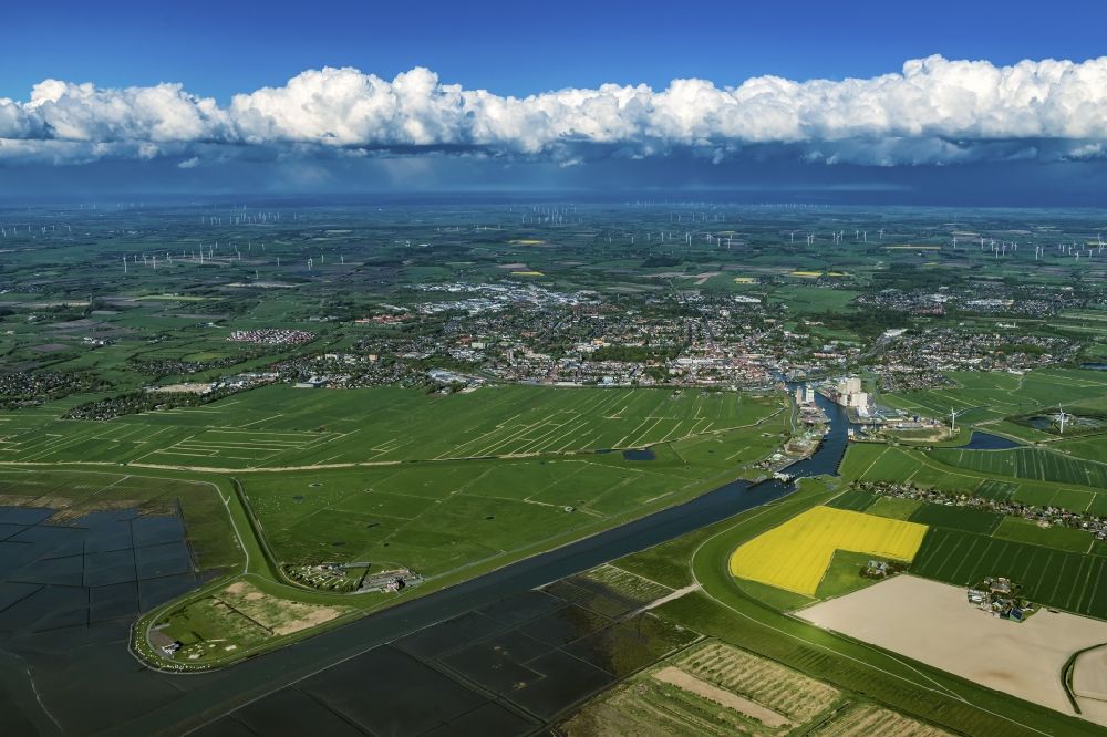 Husum from above - City area with outside districts and inner city area in Husum in the state Schleswig-Holstein, Germany