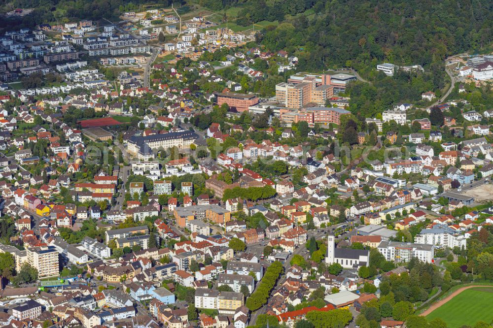 Aerial image Lahr/Schwarzwald - City area with outside districts and inner city area in Lahr/Schwarzwald in the state Baden-Wuerttemberg, Germany