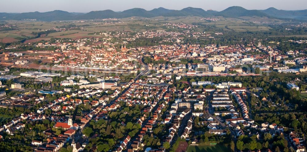 Landau in der Pfalz from above - City area with outside districts and inner city area in Landau in der Pfalz in the state Rhineland-Palatinate, Germany