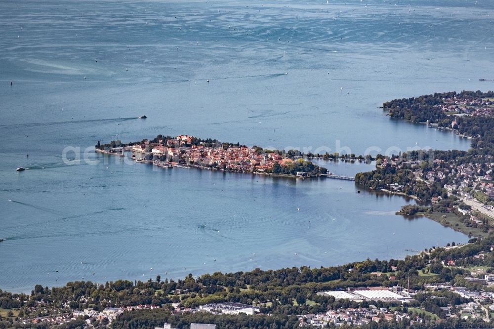Aerial image Lindau (Bodensee) - City area with outside districts and inner city area in Lindau (Bodensee) in the state Bavaria, Germany