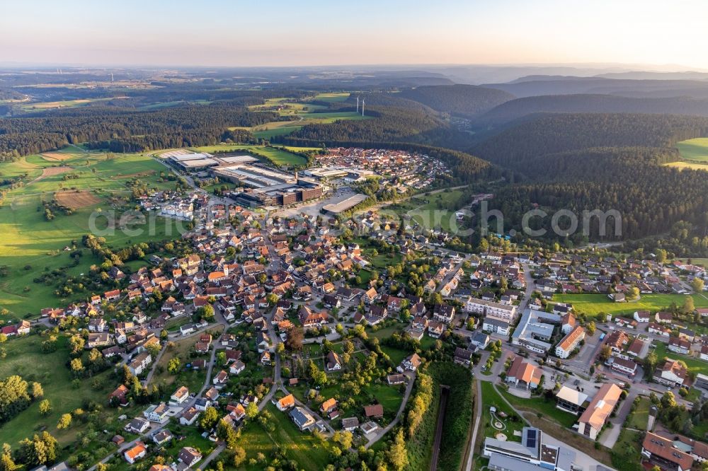 Aerial image Loßburg - City area with outside districts and inner city area in Lossburg at Schwarzwald in the state Baden-Wuerttemberg, Germany