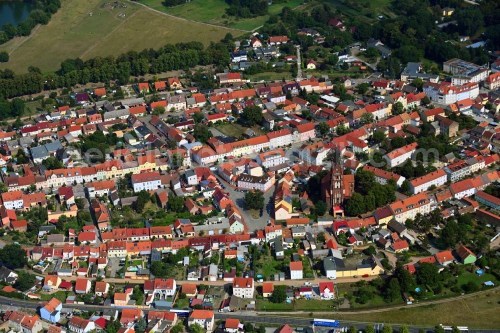 Mittenwalde from above - City area with outside districts and inner city area in Mittenwalde in the state Brandenburg, Germany